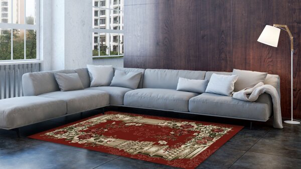 Covor Clasic, Lotos Coloane Rosu, 150x230 cm