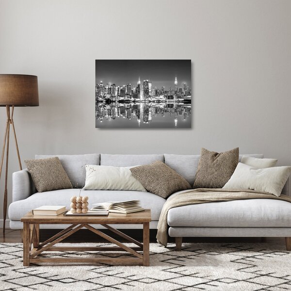 Tablou pe sticlă - New York, alb-negru (70x50 cm)