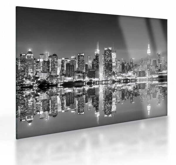 Tablou pe sticlă - New York, alb-negru (70x50 cm)