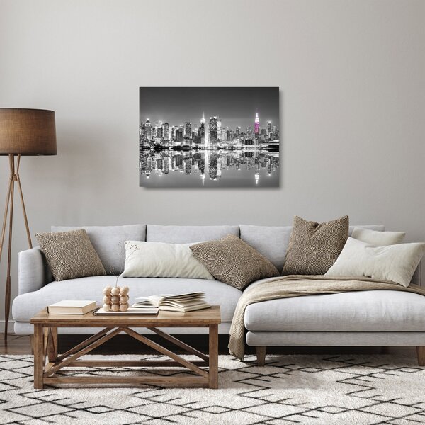 Tablou pe sticlă - New York și zgârie-norii mov (70x50 cm)