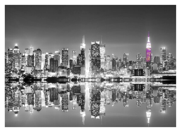 Tablou pe sticlă - New York și zgârie-norii mov (70x50 cm)