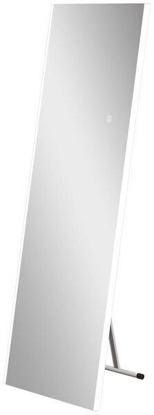 HOMCOM Oglindă de Podea cu LED-uri, Fără Ramă, Montabilă pe Perete sau Auto-Stând, 150x50 cm, Argintiu | Aosom Romania