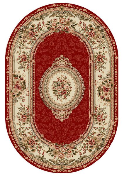 Covor Clasic, Lotos 571, Grena, 60x110 cm, Oval 1800 gr/mp