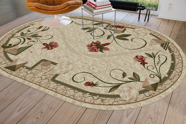 Covor Modern, Lotos 587, Crem / Bej, Oval, 60x110 cm, 1800 gr/mp