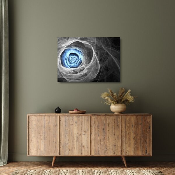 Tablou pe sticlă - Abstract Rose Blue (70x50 cm)