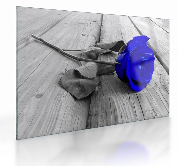 Tablou pe sticlă - Trandafir albastru (70x50 cm)