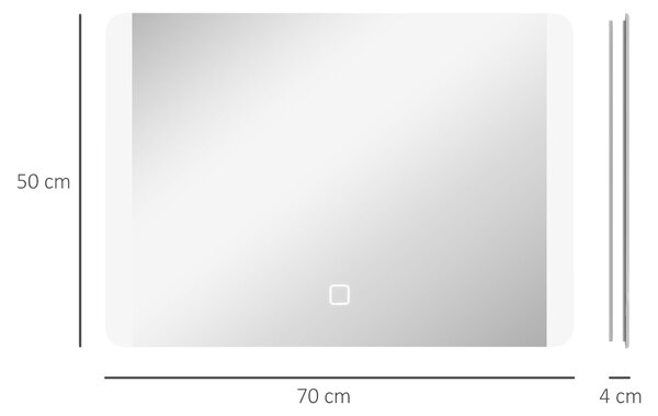 Kleankin Oglindă Iluminată LED pentru Baie, Oglindă de Machiaj Reglabilă, 70x50 cm, Eleganță și Funcționalitate | Aosom Romania