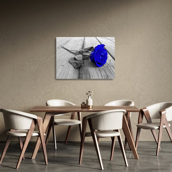 Tablou pe sticlă - Trandafir albastru (70x50 cm)