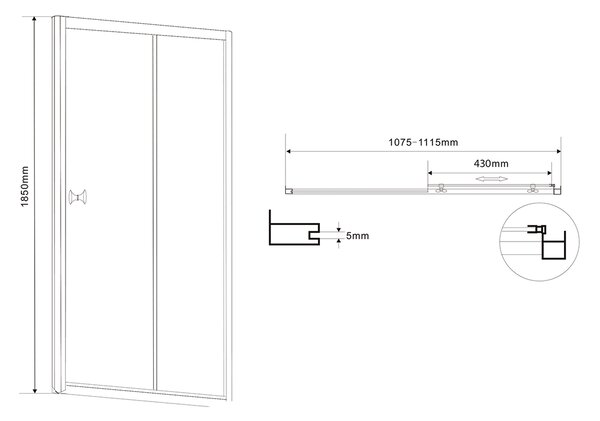 Aqualine Aqualine, paravan de duș dreptunghiular AMADEO 1100x800mm versiune L/P, sticlă cărămidă, BTS110BTP80