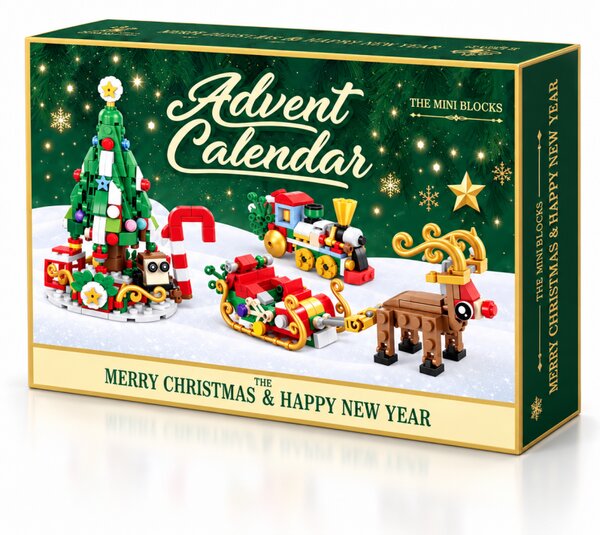 Calendar advent de Craciun, blocuri de construit figurine, 24 de surprize pentru copii, 604 piese, JollyMag, KA01