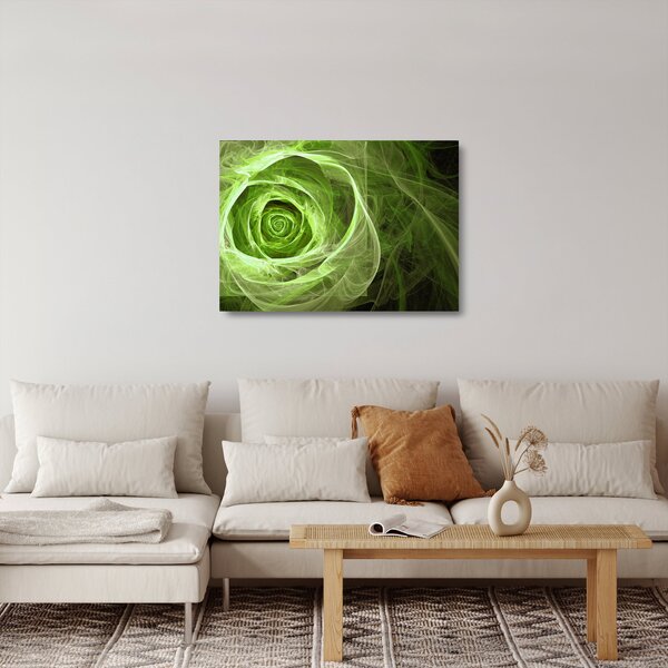 Tablou pe sticlă - Abstract Rose Green (70x50 cm)