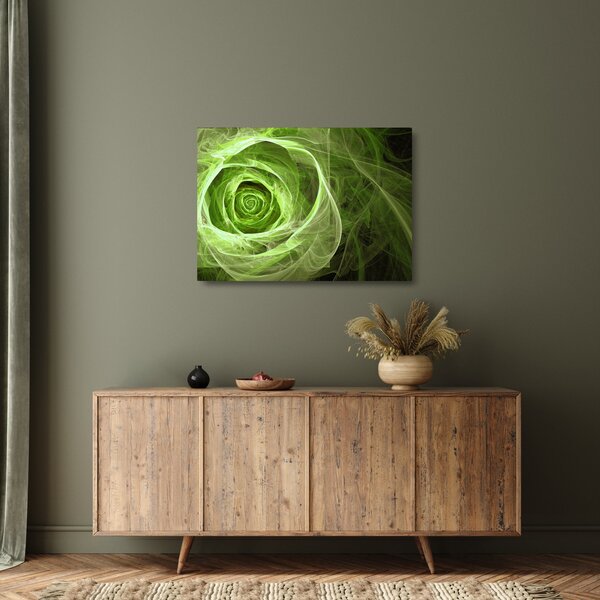 Tablou pe sticlă - Abstract Rose Green (70x50 cm)