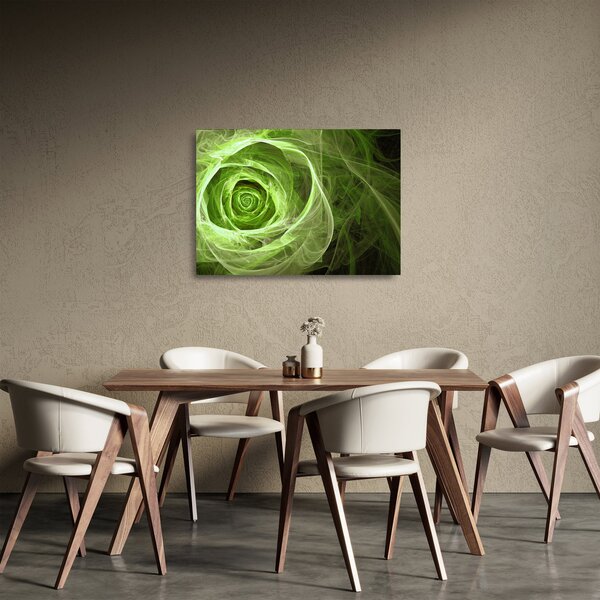 Tablou pe sticlă - Abstract Rose Green (70x50 cm)