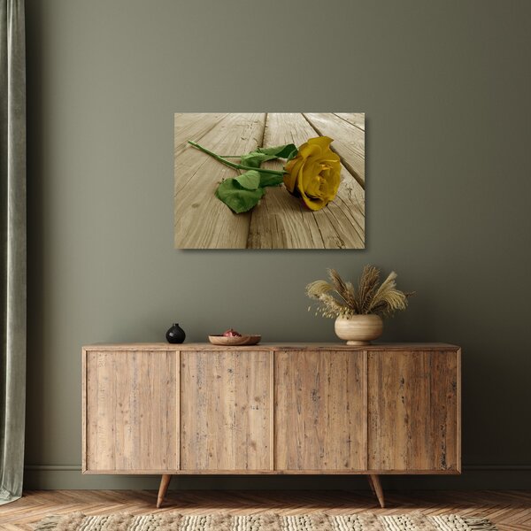 Tablou pe sticlă - Vintage trandafiri galbeni (70x50 cm)