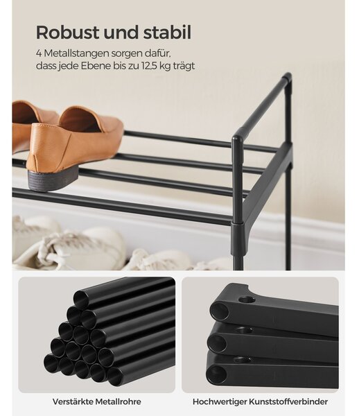Raft pentru pantofi Songmics Gri 116x30x55 cm