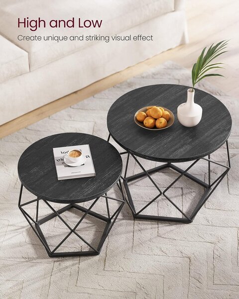 Set 2 Masute de Cafea Model Zayn, 50x50x40 cm, Negru