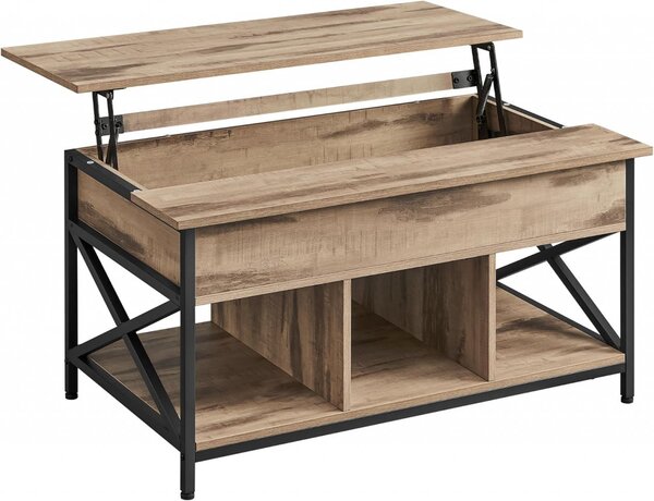 Masuta de Cafea Model Alanna, 100x60x(48—62) cm, Maro/Negru