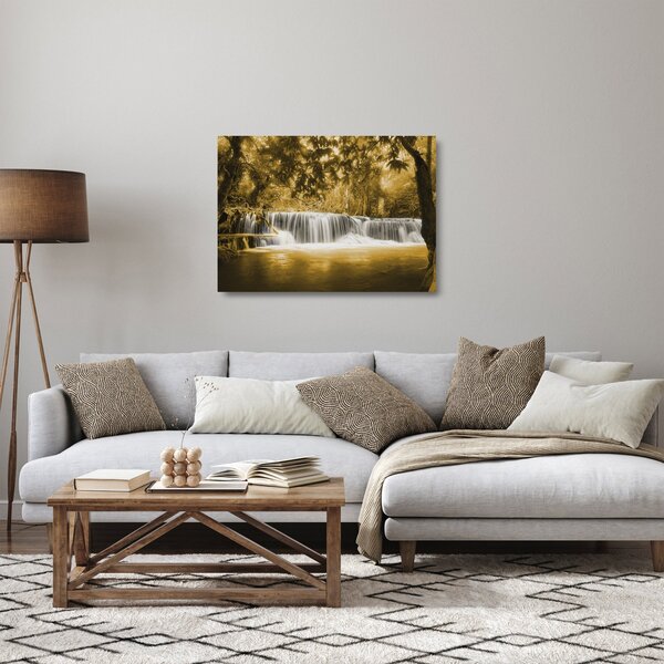 Tablou pe sticlă - Cascadă, de epocă (70x50 cm)