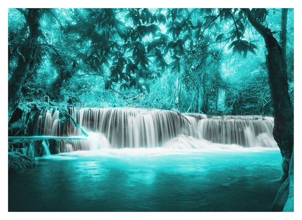 Tablou pe sticlă - Cascada albastră (70x50 cm)