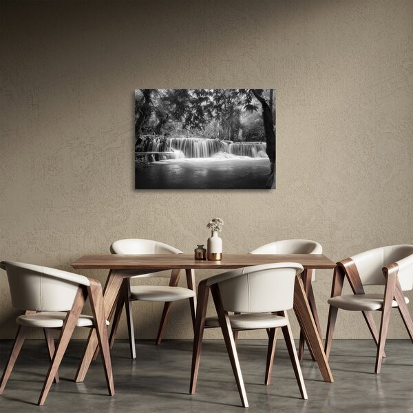 Tablou pe sticlă - Cascada alb-negru și alb (70x50 cm)