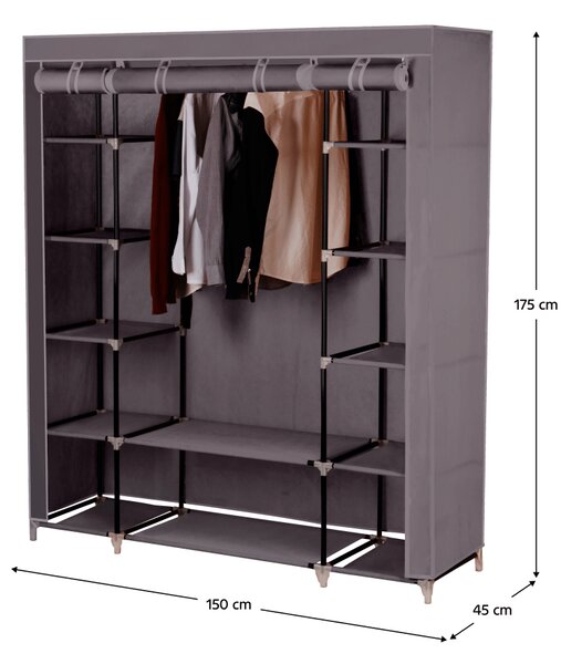 KONDELA Organizator de garderobă, material textil/metal, maro, METIN VNW15