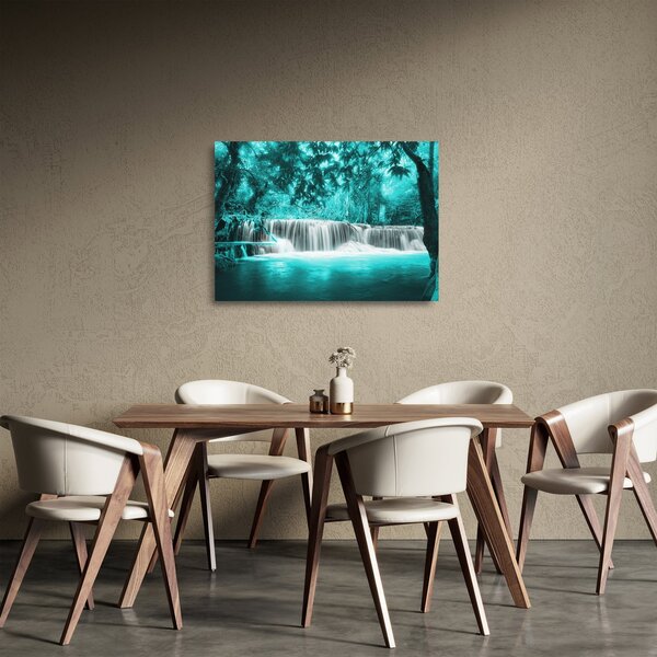Tablou pe sticlă - Cascada albastră (70x50 cm)