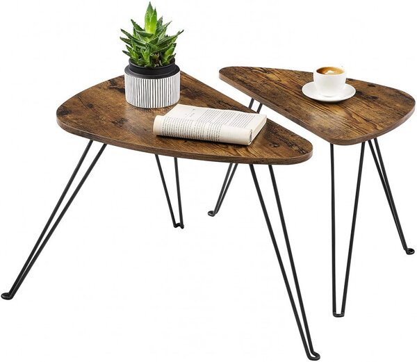 Set 2 Masute de Cafea Model Shelby, 60x38x47.5/52x31.5x42.5 cm, Maro Rustic / Negru