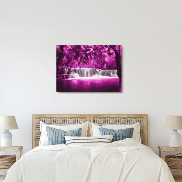 Tablou pe sticlă - Cascadă, violet (70x50 cm)