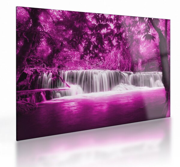 Tablou pe sticlă - Cascadă, violet (70x50 cm)