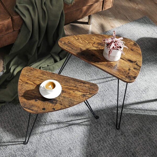 Set 2 Masute de Cafea Model Shelby, 60x38x47.5/52x31.5x42.5 cm, Maro Rustic / Negru