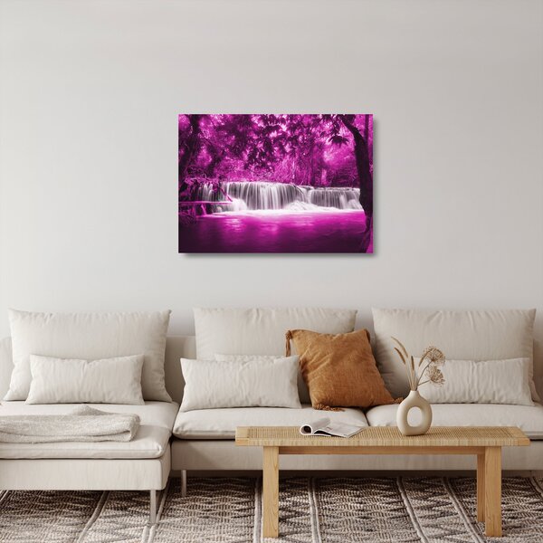 Tablou pe sticlă - Cascadă, violet (70x50 cm)