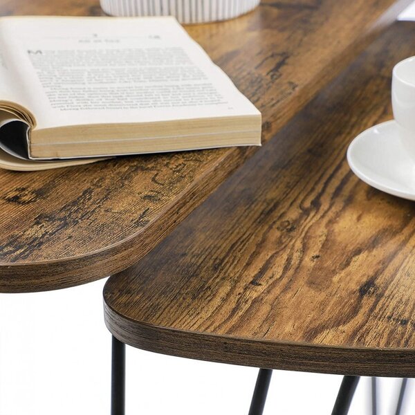 Set 2 Masute de Cafea Model Shelby, 60x38x47.5/52x31.5x42.5 cm, Maro Rustic / Negru
