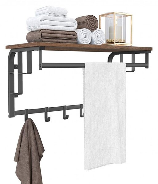 Cuier cu raft Model Barnes, Maro Rustic/Negru, 66x30x27 cm