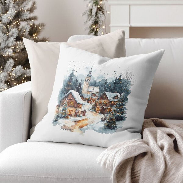 Goldea față de pernă decorativă - satul de iarnă 45 x 45 cm