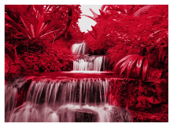 Tablou pe sticlă - Cascade indoneziene în roșu (70x50 cm)