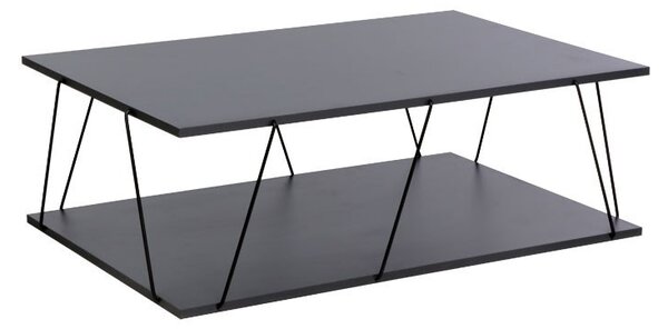Masuta de Cafea Model Keenan, 90x60x30.5 cm, Gri Inchis/Negru