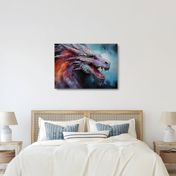 Tablou pe sticlă - Ilustrație a unui dragon (70x50 cm)