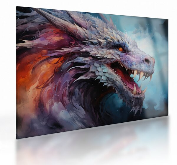 Tablou pe sticlă - Ilustrație a unui dragon (70x50 cm)
