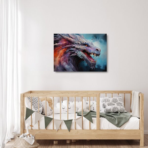 Tablou pe sticlă - Ilustrație a unui dragon (70x50 cm)