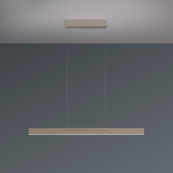 BOPP Lampă suspendată LED Bopp Nano 2.0, lungime 100 cm, culoare gri-maro, metal, reglabil, Bej, Camera de zi / sufragerie, Aluminiu, Modern