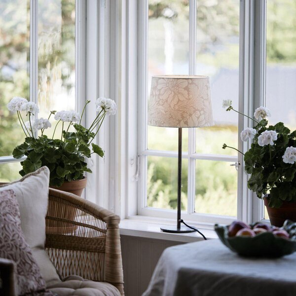 PR Home Lampă de masă BASE ACANTHUS, alb/argintiu, 58 cm, Alb, Camera de zi / sufragerie, Metal