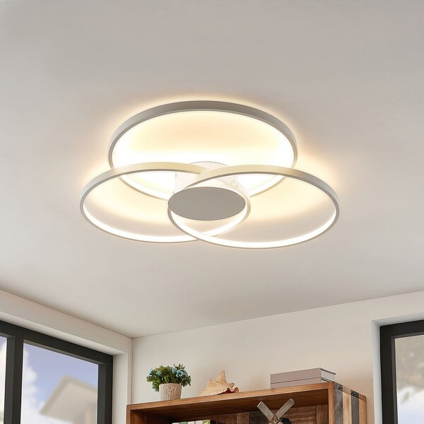 Lindby plafonieră LED Riley, alb, metal, 80 cm, dimabil, reglabil, Alb, Camera de zi / sufragerie, Aluminiu, Modern, Plafon cu flacără multiplă