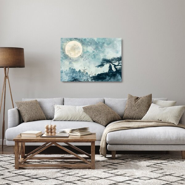 Tablou pe sticlă - Pictură cu lună plină (70x50 cm)