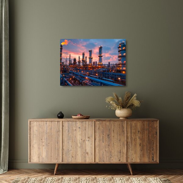 Tablou pe sticlă - Instalație industrială (70x50 cm)