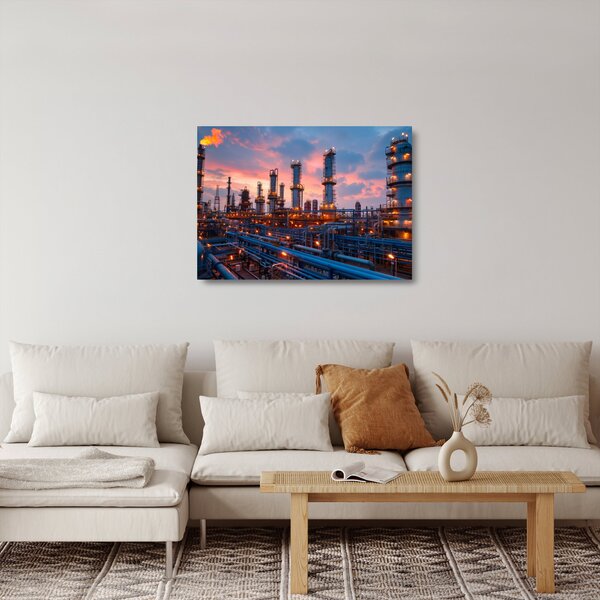 Tablou pe sticlă - Instalație industrială (70x50 cm)