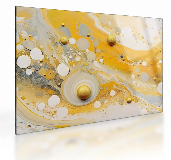 Tablou pe sticlă - fundal abstract cu decor de aur (70x50 cm)
