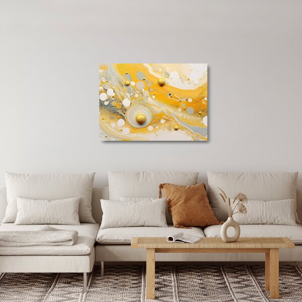 Tablou pe sticlă - fundal abstract cu decor de aur (70x50 cm)
