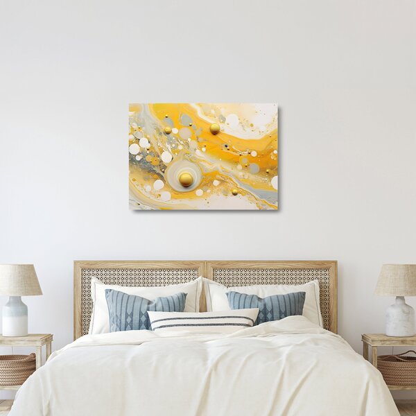 Tablou pe sticlă - fundal abstract cu decor de aur (70x50 cm)