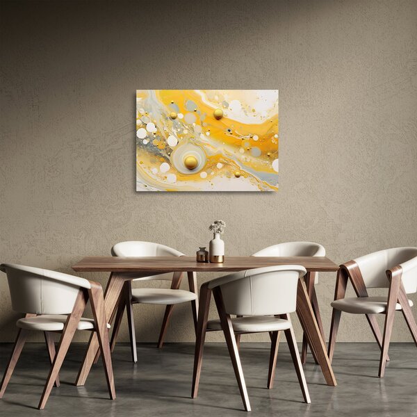 Tablou pe sticlă - fundal abstract cu decor de aur (70x50 cm)