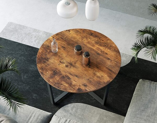Masuta de Cafea Model Grace, 88x88x47 cm, Vintage / Maro Închis